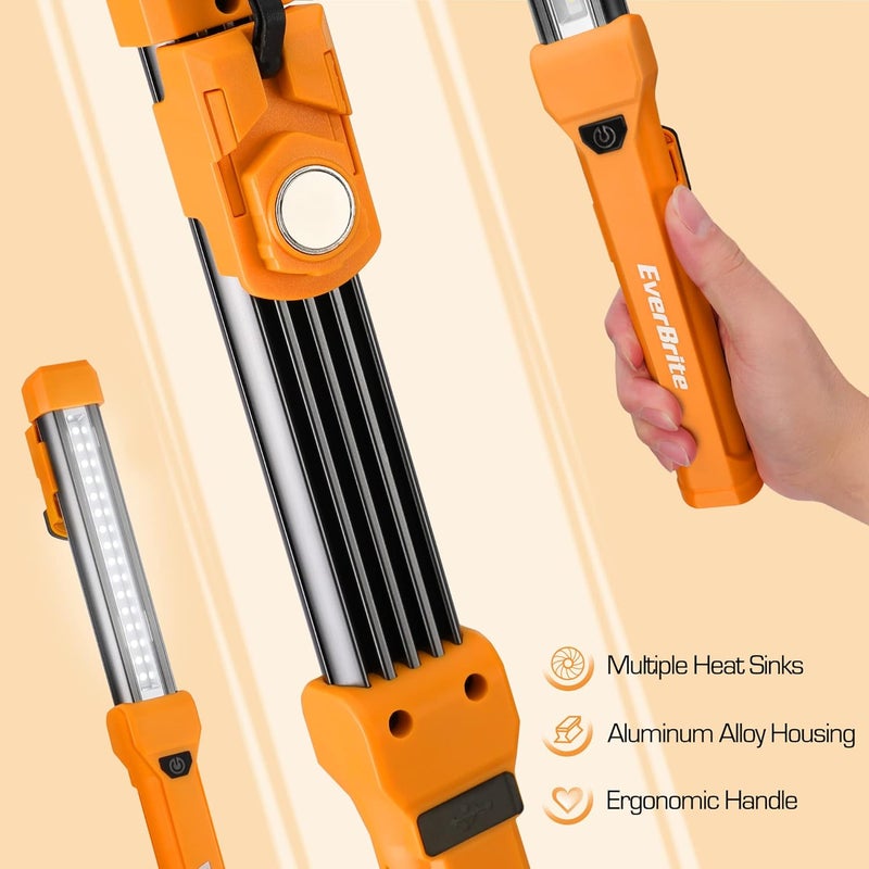 EverBrite 1000LM ضوء عمل LED، ضوء عمل قابل لإعادة الشحن للميكانيكيين مع قاعدتين مغناطيسيتين مزدوجتين و خطافات تعليق، 4 أوضاع إضاءة، كابل USB C، لإصلاح السيارات، العمل، والعواصف، عبوة من 1 - Image 4